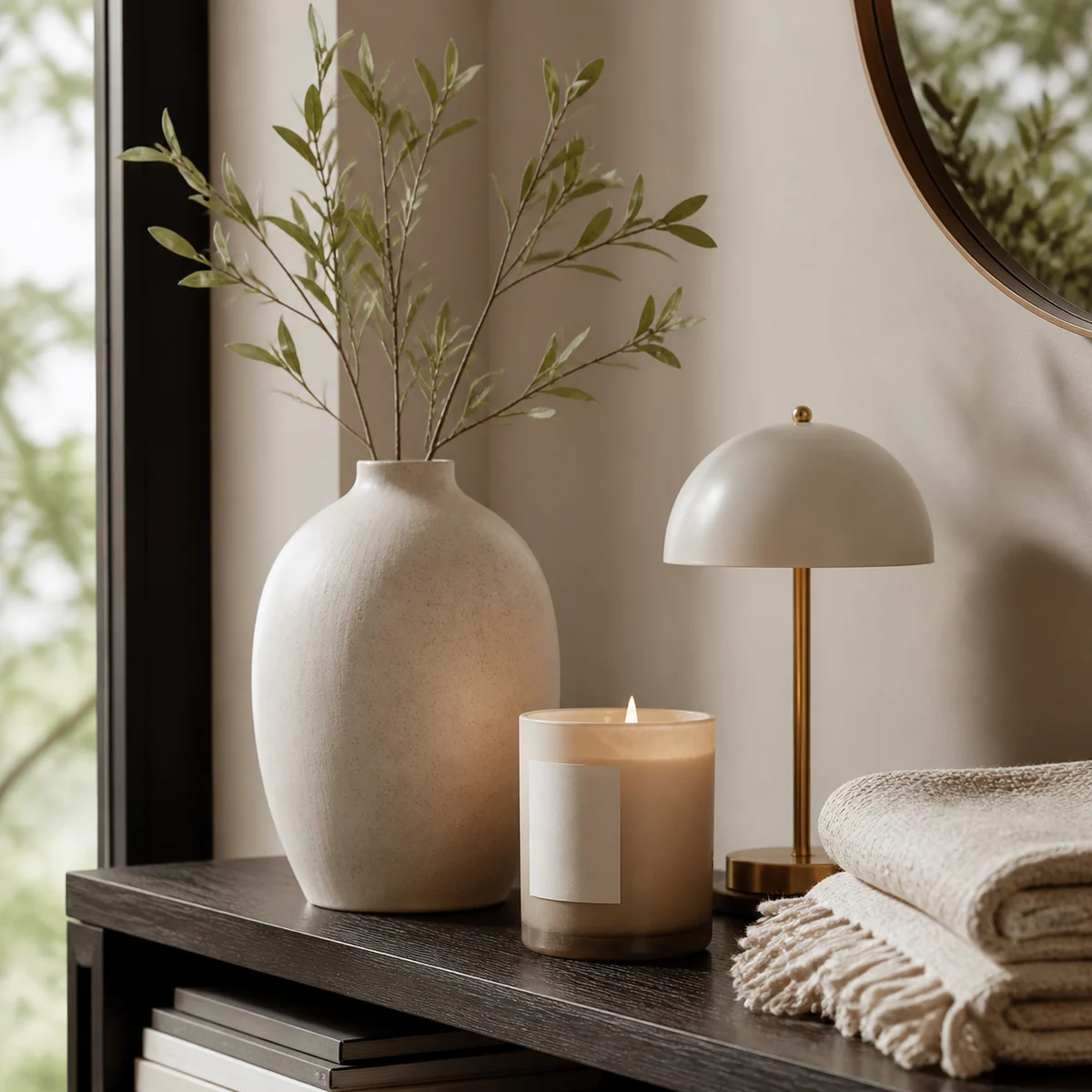 Warm handmade home decor product photography scene for Etsy seller listing images and shop visuals