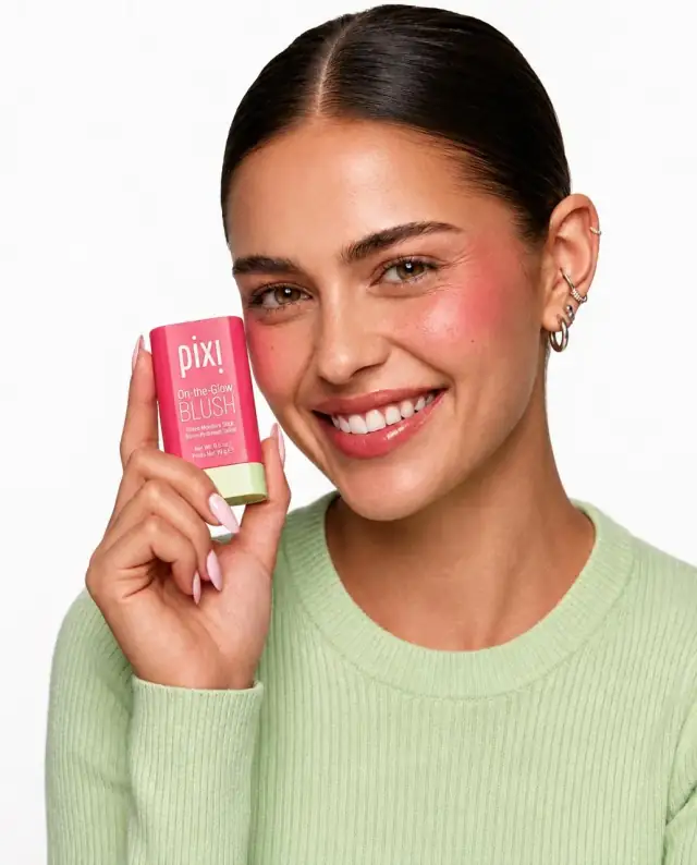 Pixelense AI product photography for Pixi cosmetics — hero campaign image of premium beauty range