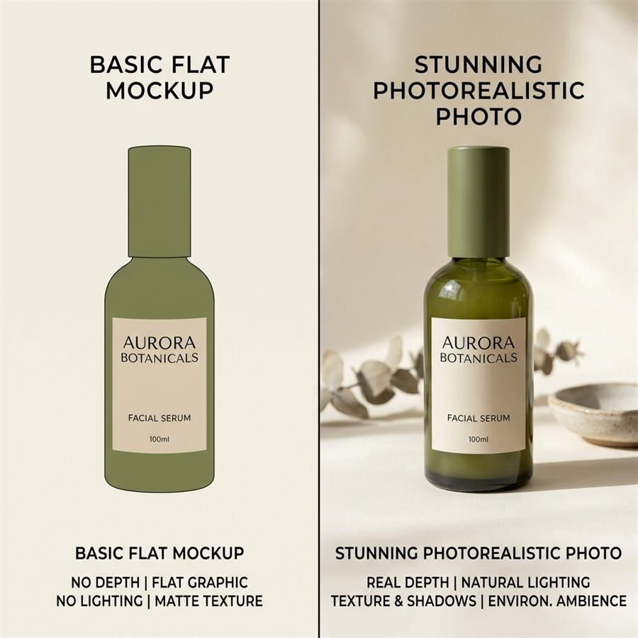 AI product photography vs Canva mockups - quality and conversion comparison