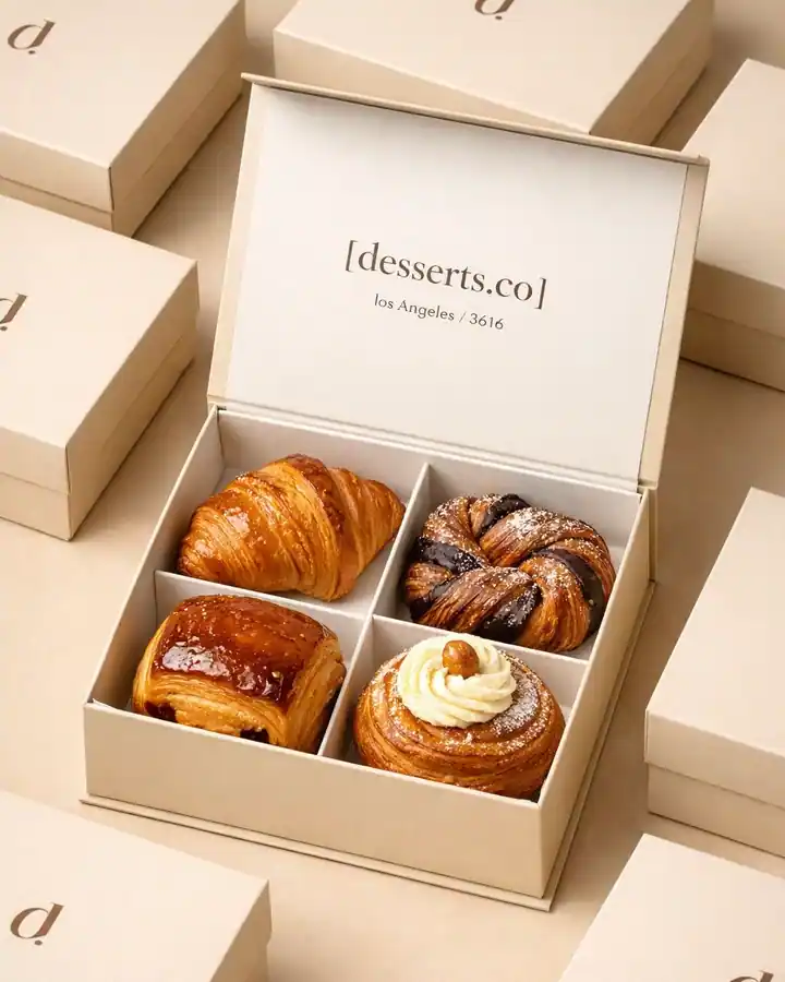 Gift-ready dessert box product photography for handmade ecommerce shops