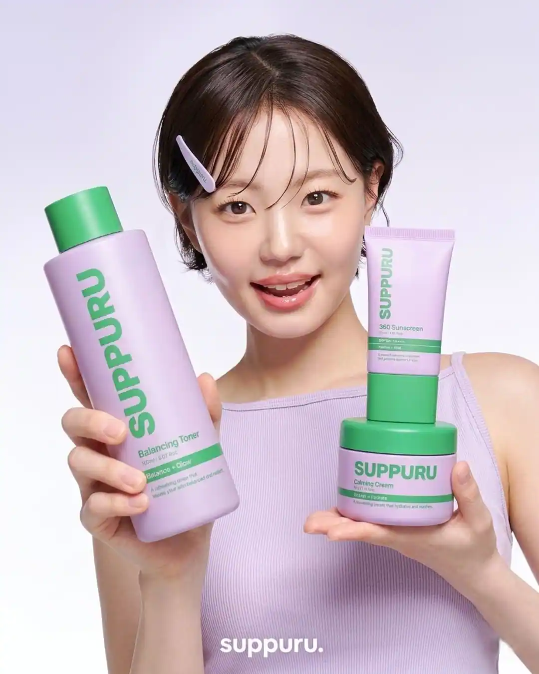 Suppuru model-led skincare campaign concept